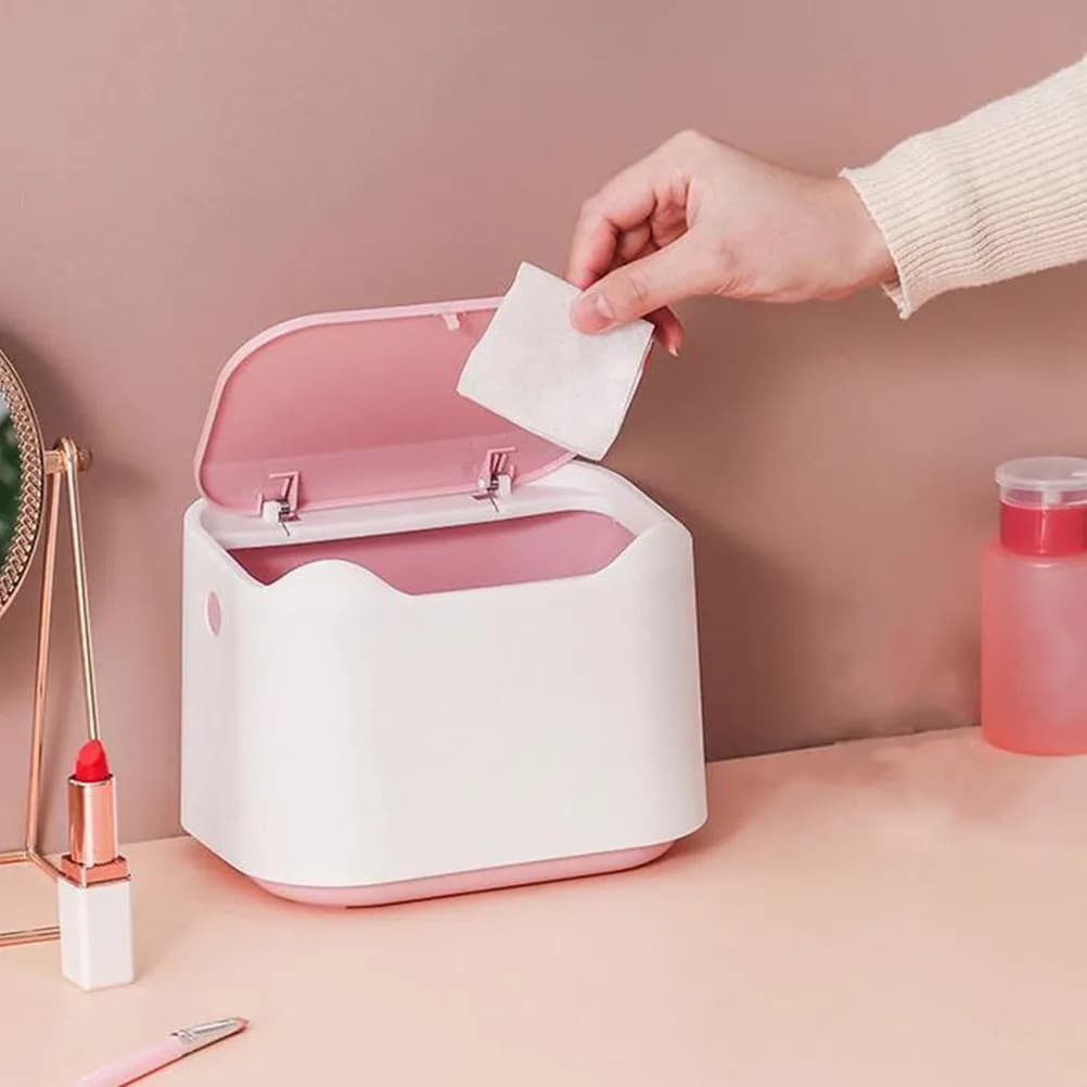 Mini Desk Trash Can PP Material Small Countertop Garbage Bin with Lid Office Kitchen Bathroom Desktop Waste Basket