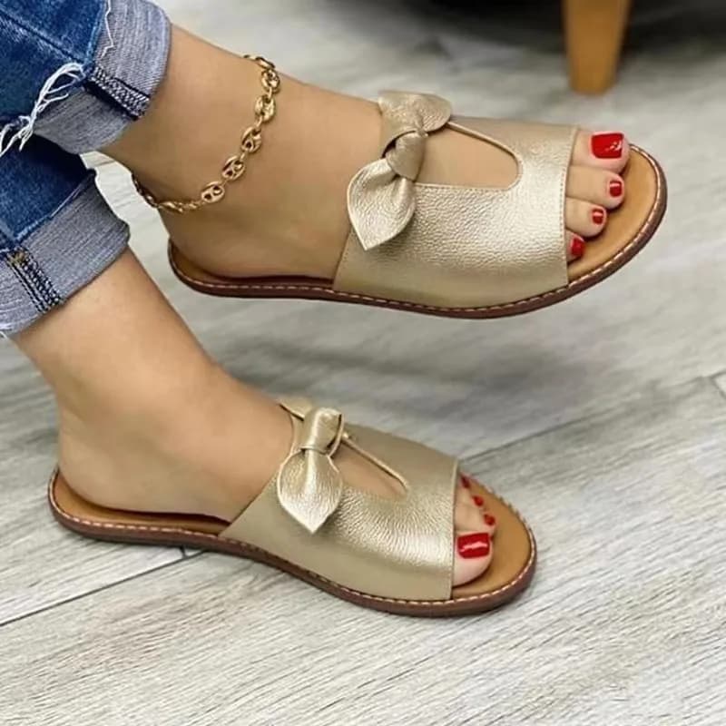 Sandali da donna estivi Pantofole da donna con fiocco alla moda Taglie forti Scarpe casual da donna con punta aperta Scarpe da spiaggia antiscivolo Zapatillas De Mujer