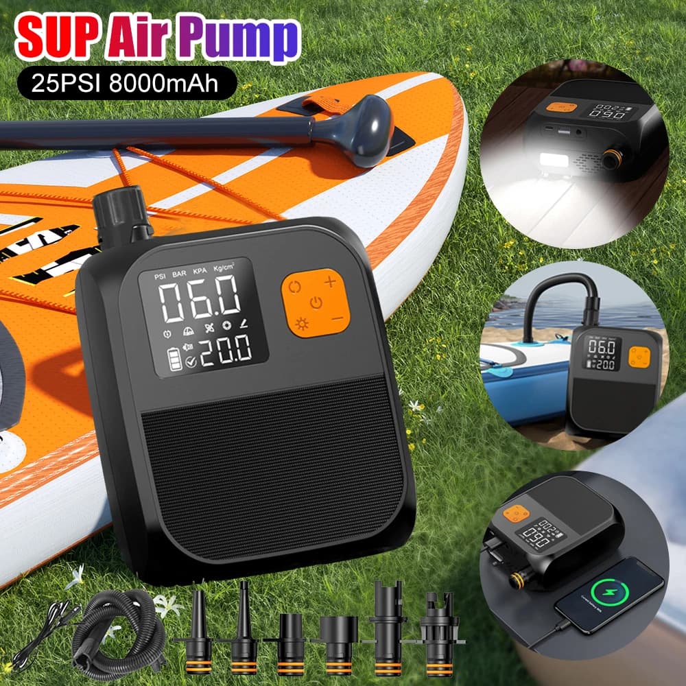 Pompa elettrica ricaricabile per paddle board, pompa SUP portatile, pompa elettrica per paddle board gonfiabili, kayak e barche