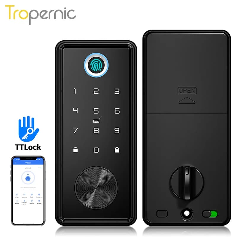 Serrature intelligenti con catenaccio per porta d'ingresso App Alexa WiFi TTlock Serratura biometrica con tastiera per ingresso senza chiave con impronta digitale con gateway
