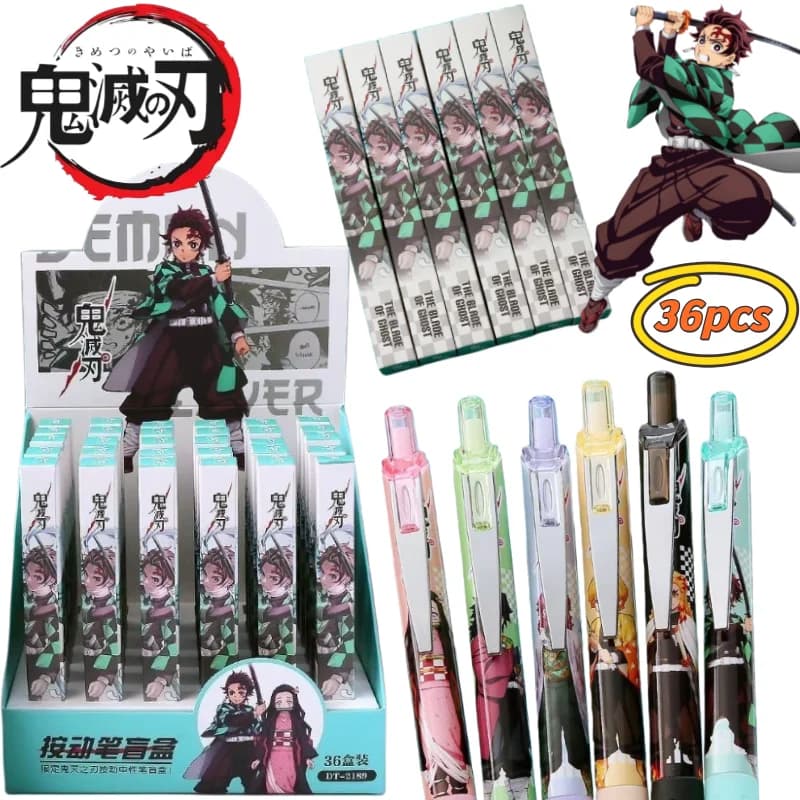 New Demon Slayer Tanjiro Kamado Nezuko Blind Box Pen High-Quality Anime Two-Dimensional Smooth Quick-Drying Retractable Gel Pen