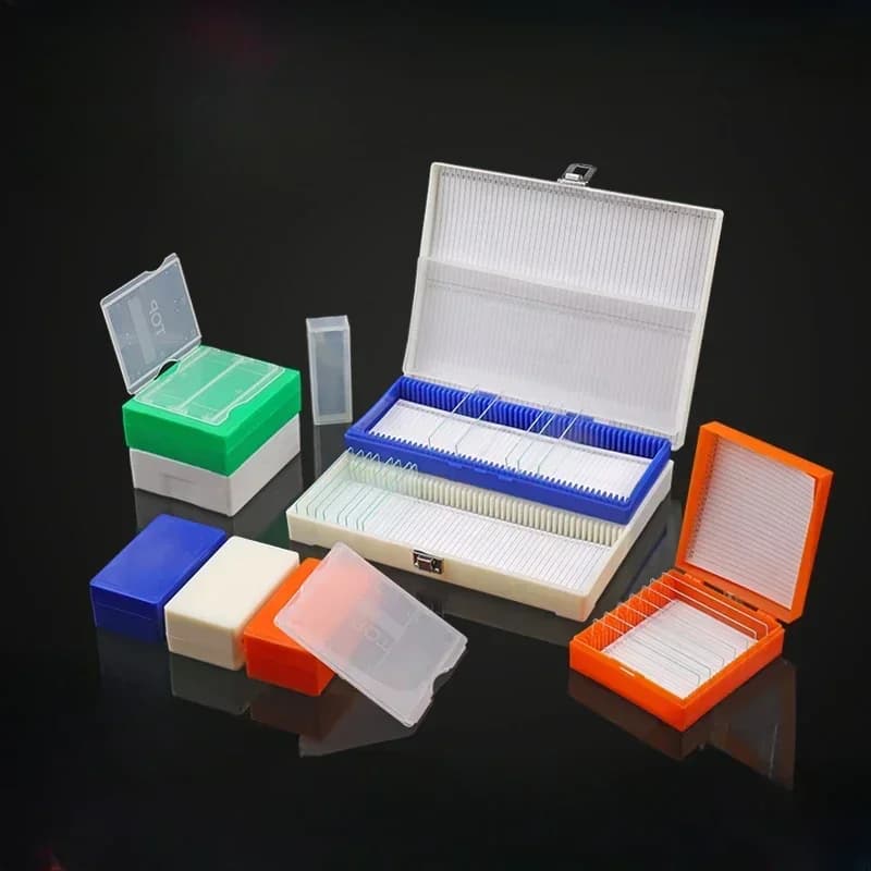 Scatola per vetrini per microscopio Vetrini per patologia biologica Slot per fette bio Scatola di immagazzinaggio Porta campioni in vetro per microscopio rettangolare