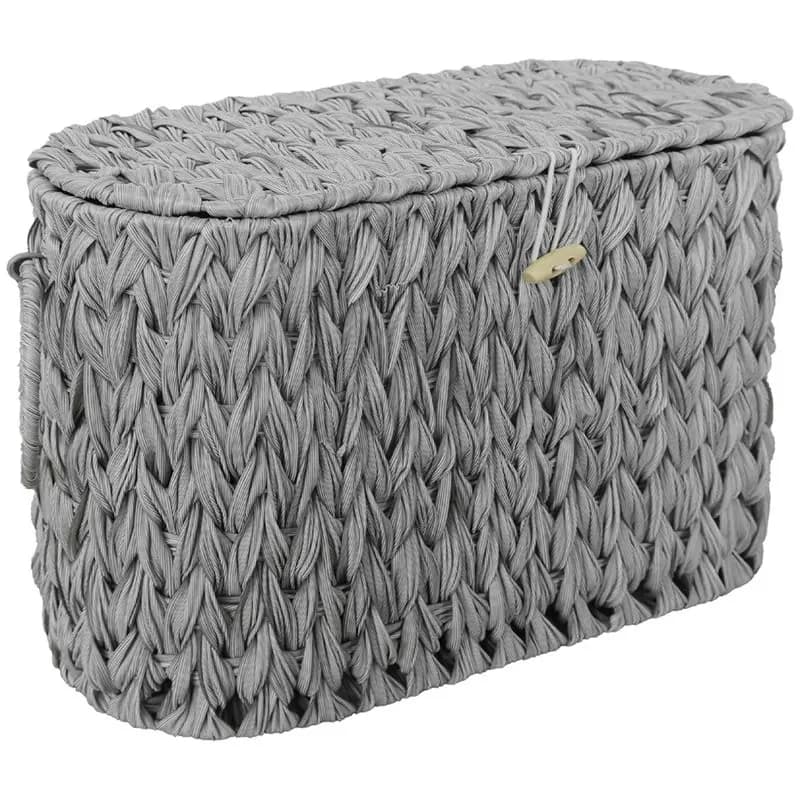 ABUG - Cesto porta carta igienica con coperchio, porta carta igienica in vimini, cesto organizer stretto decorativo intrecciato per bagno