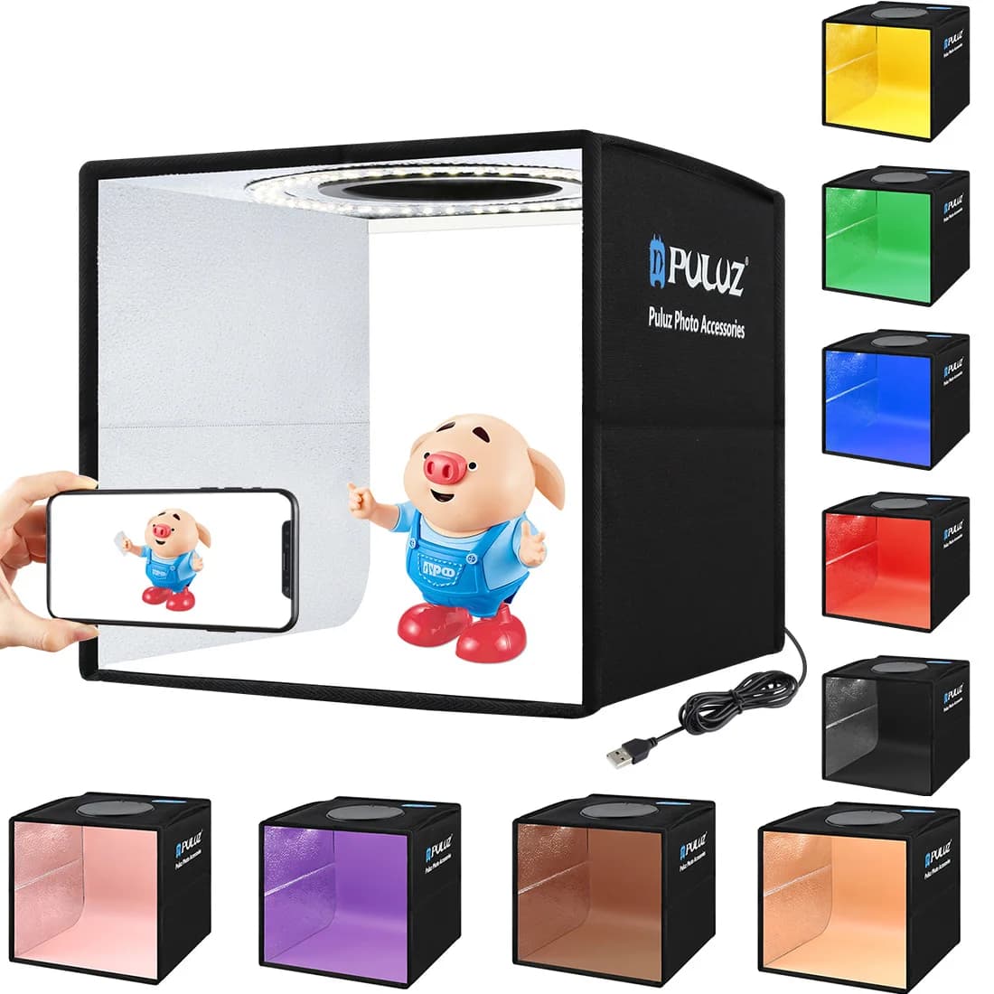 Portable Foldable Mini Softbox with Ring Lamp 6 Pieces Found in 12 Colors for Photography Without Shadows for Smartphone SLR