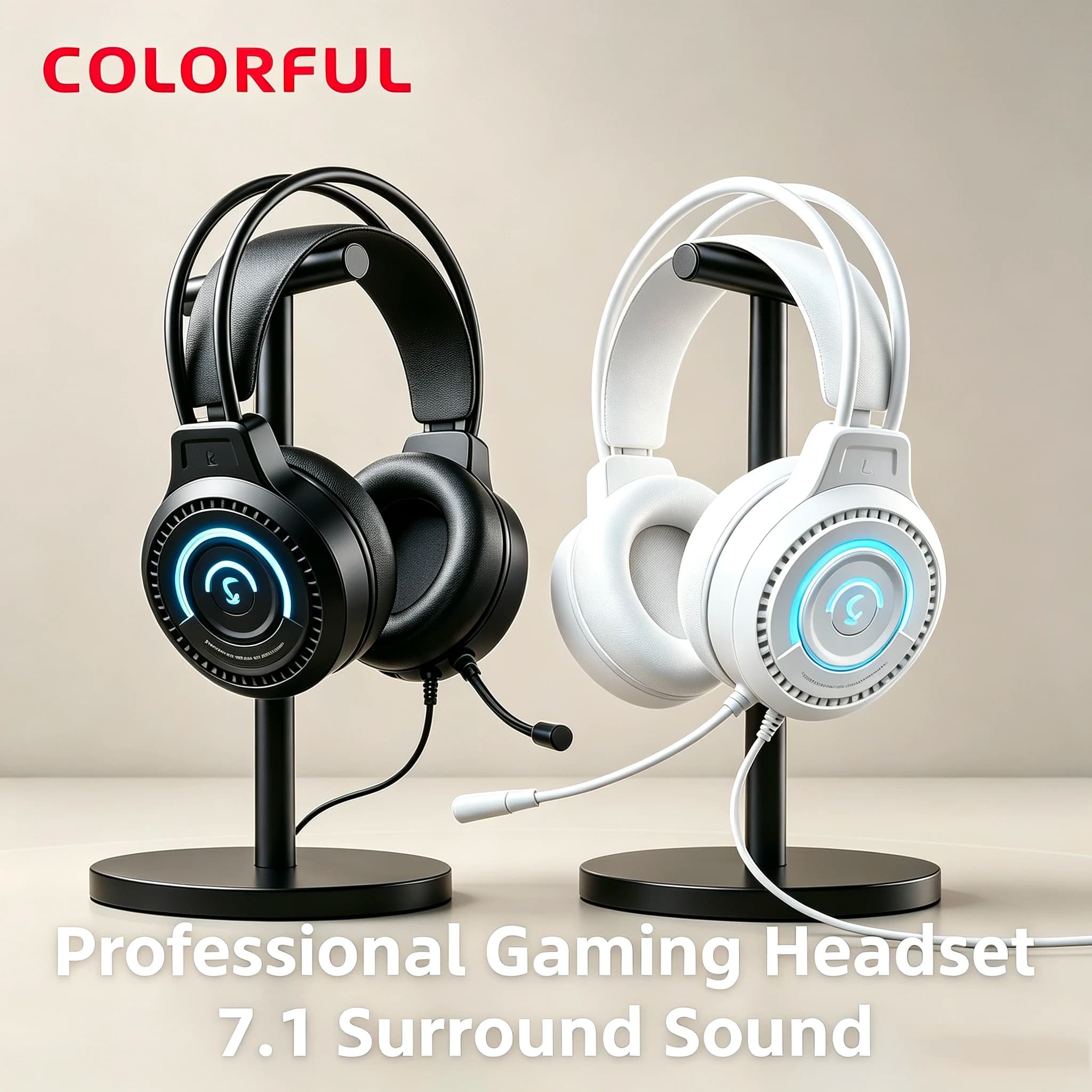 COLORFUL FE-H15 Professional Gaming Headphones 7.1 Channel RGB Wired Headset With 360° Microphone Soft Earpads For Esports Gamer