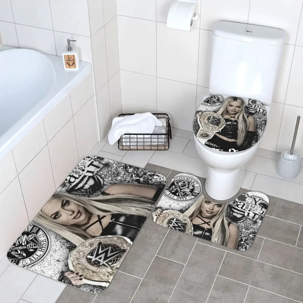 Liv Morgan 3 pezzi tappetino da bagno set da bagno copriwater copriwater decorazioni per la casa tappeto antiscivolo
