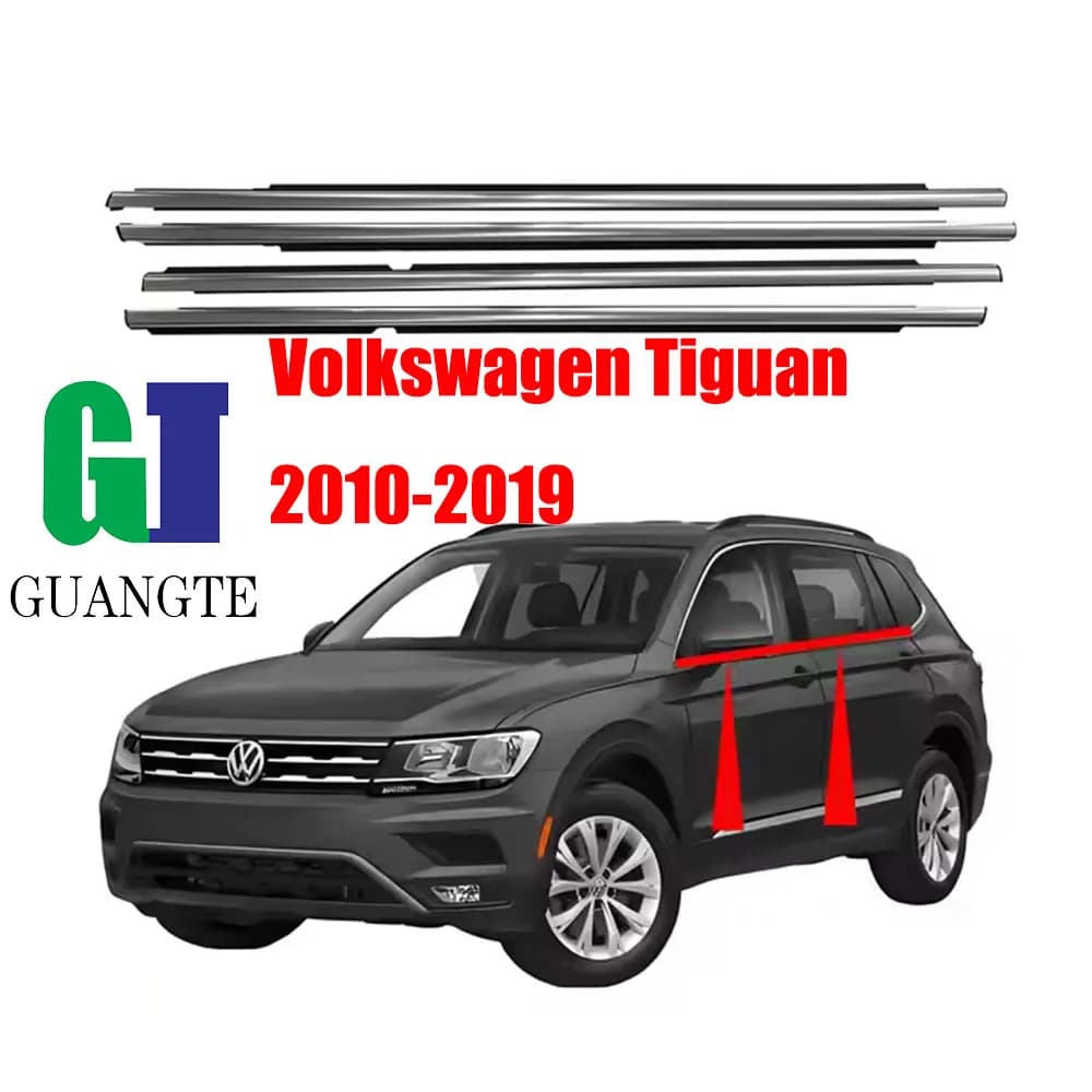 4PCS Auto Chrome Guarnizione Finestra di Vetro Modanatura Trim Cintura di Tenuta Compatibile con Volkswagen Tiguan 2010-2019 5N 0839477