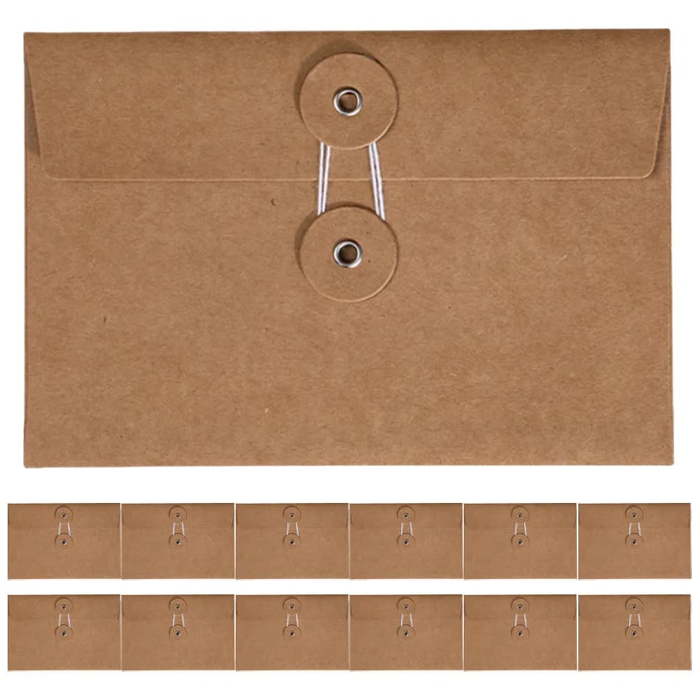 20 Buste in Carta Kraft con Chiusura a Laccetto, Buste Vintage per Documenti, Sacchetti Portaoggetti, Organizzatori per Cartelle da Ufficio, Formato Letter