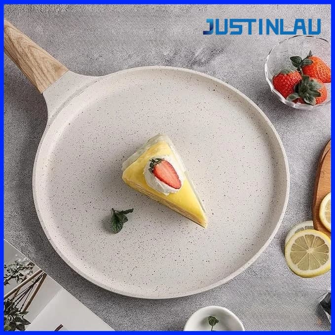 JUSTINLAU 26/30cm Healthy Nonstick Crepe Pan Maifanite Non Stick Frying Pan with Wooden Handle Pancake Pan Kitchen Utensils