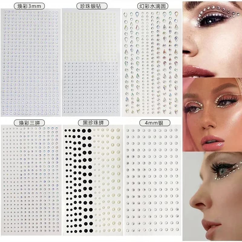 White Rhinestones 2mm 3mm 4mm Acrylic Diamonds Gemme Flatback for Nail Art Face Body Makeup Star Pearl Decor