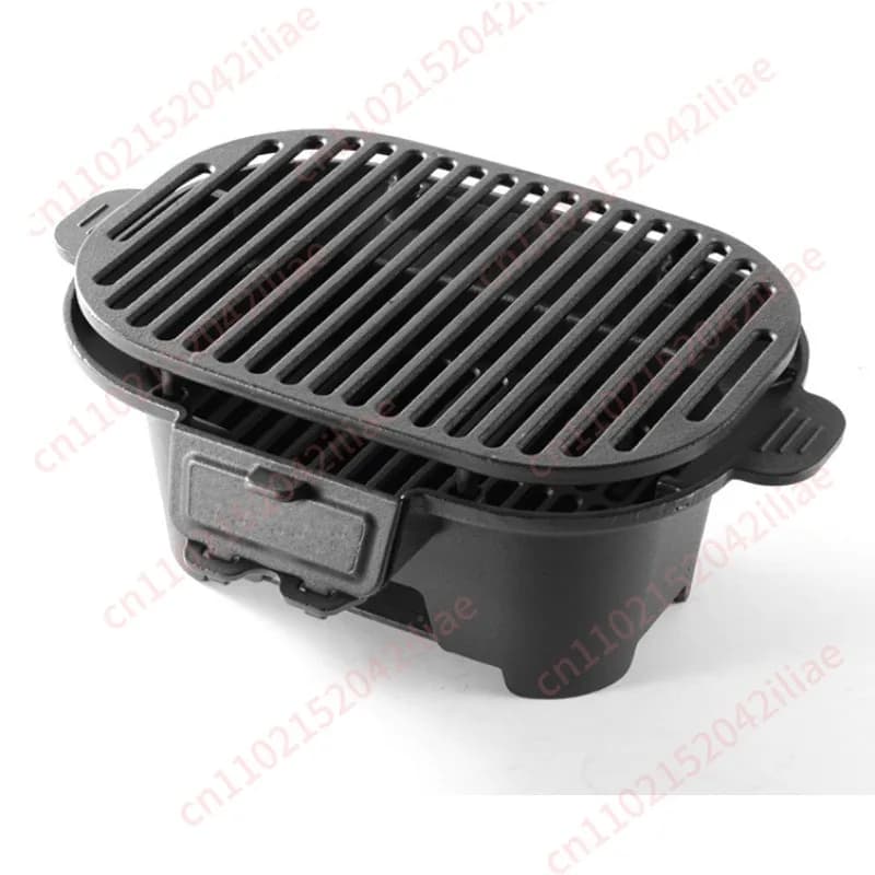 Griglia Portatile a Carbone in Ghisa con Distribuzione Uniforme del Calore, Fornello Yakitori per Barbecue e Picnic in Giardino