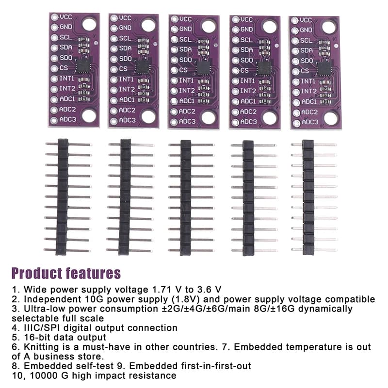 1/3/5 pezzi LIS3DSH Accelerometro a tre assi ad alta risoluzione Modulo sensore triassiale per progetto fai-da-te Arduino