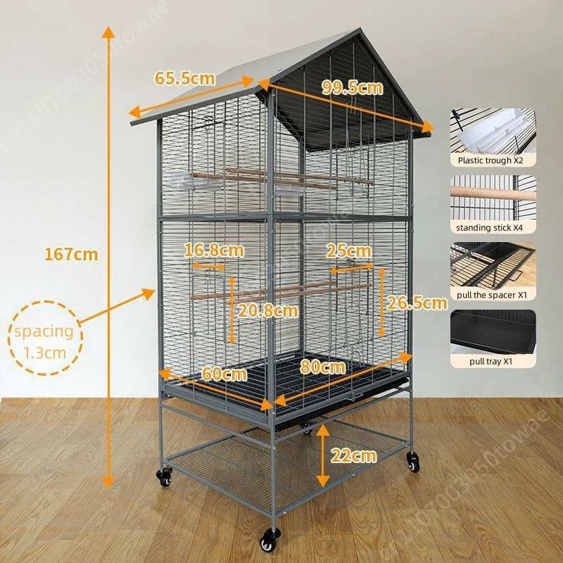 Metal Big Size Large Bird Cages Pet Parrot House Pet Cages Carriers Bird Breeding Foldable Quadrate Bird Cage 80*60*168cm