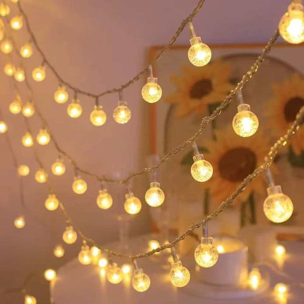 Luci di Natale 3M Luci della stringa del fiocco di neve Lucine Lampada a LED impermeabile con sfera a stella per la decorazione del giardino dell'albero di Natale domestico