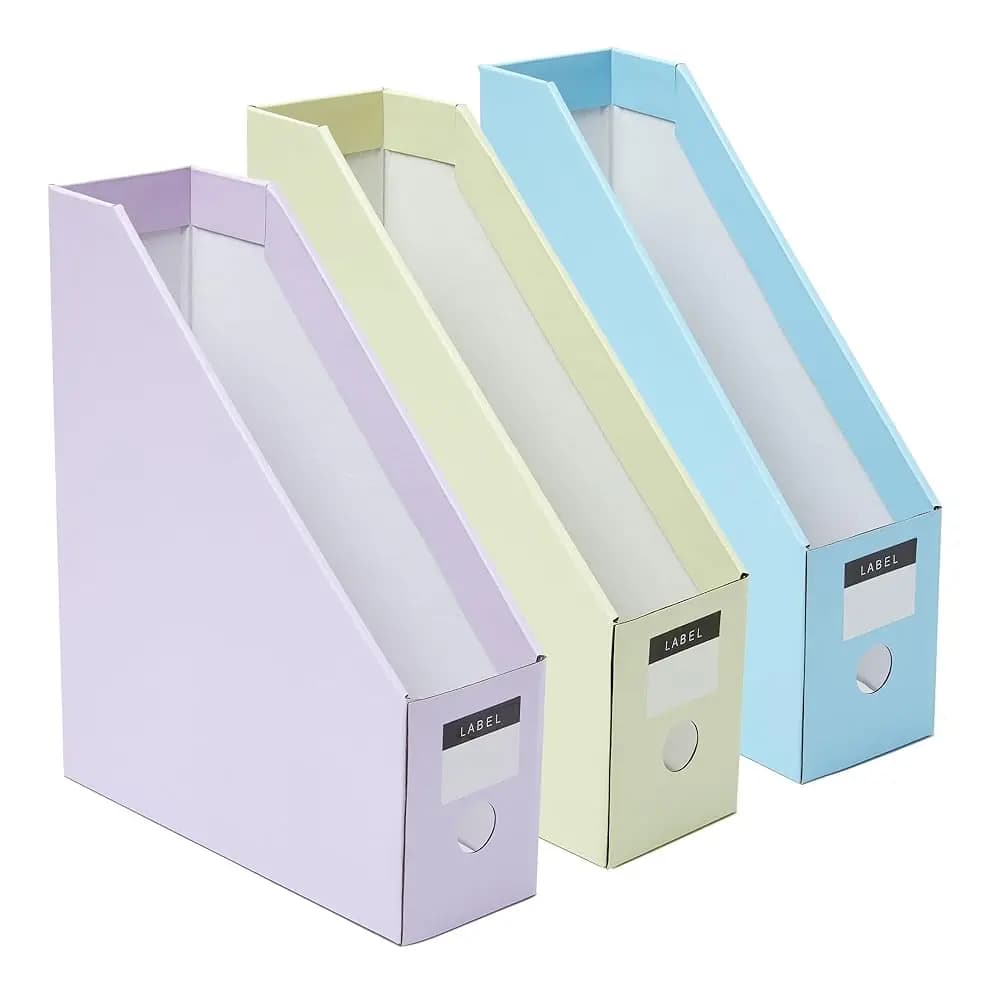 Portariviste in cartone, colore pastello, confezione da 6, porta documenti da scrivania con etichette, porta documenti verticale pieghevole