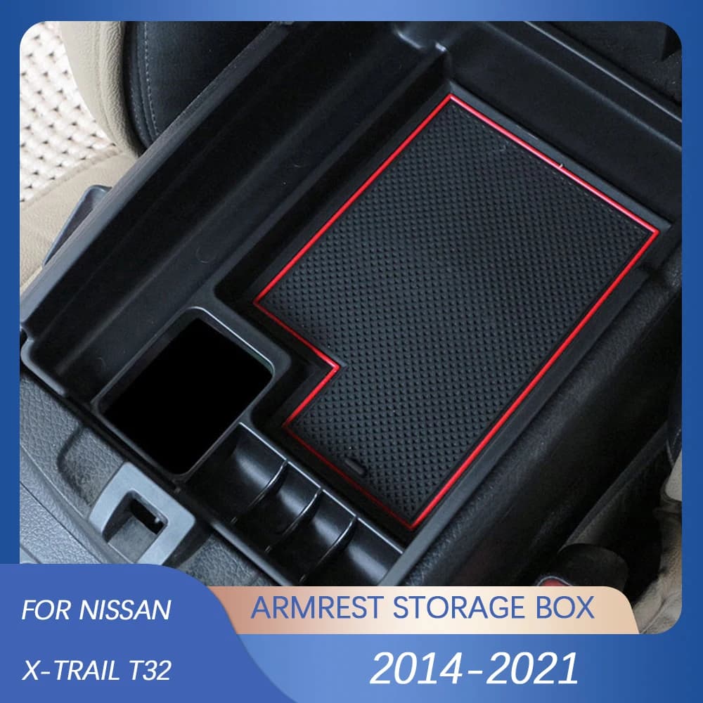 Scatola portaoggetti per bracciolo centrale per auto per Nissan X-trail Xtrail T32 Rogue 2014-2022 stivaggio portaoggetti vassoio accessori per contenitori