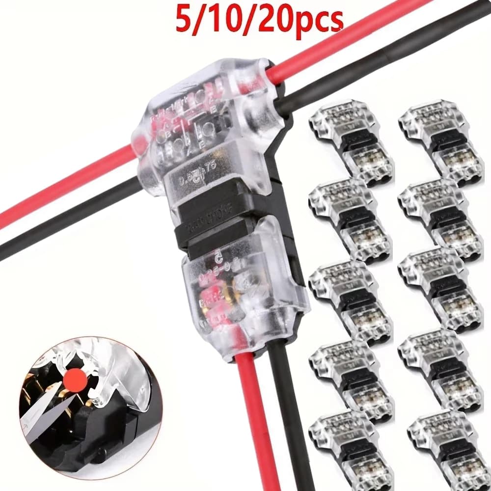 5/10/20PCS Slitting Cable In T2 Connector No-peel No-peel No-peel Connections Quick Terminals Automatic Push Meters Electric Accessories