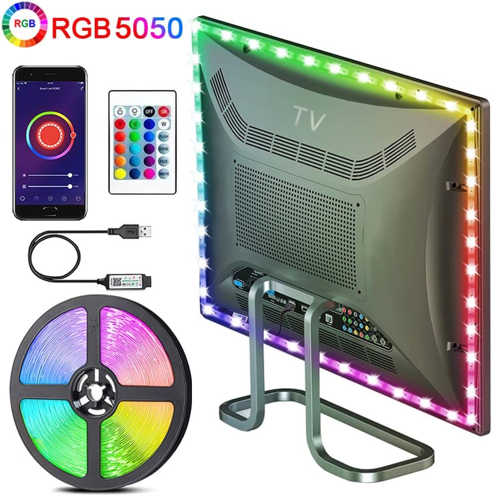 RGB 5050 DC5V USB Led Strip Lights Tape with 24 keys Lamp changes color with remote control for Christmas bedroom TV decoration