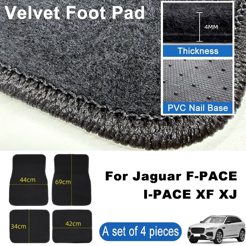 For Jaguar F-PACE I-PACE XF XJ Car Floor Mats Black Non-Slip 4Pcs Front & Rear Foot Mats Carpets Rugs Auto Interior Accessories