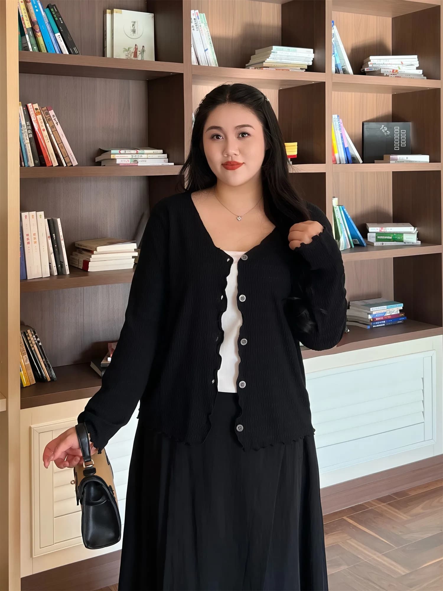Cardigan Lungo da Donna Taglie Forti, Sottile, Aperto, Stile Rilassato, Versatile, alla Moda, Effetto Snellente, per il Lavoro e il Tempo Libero, Primavera