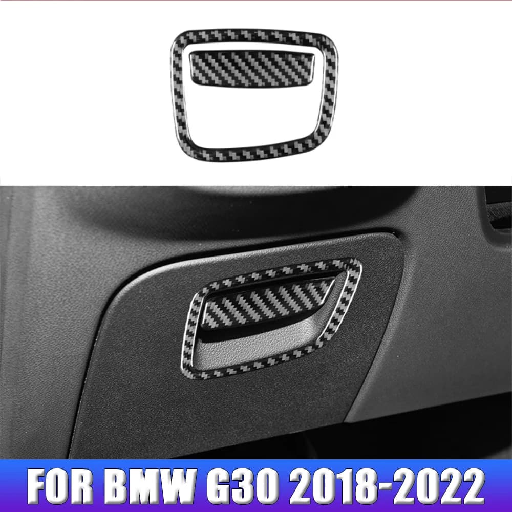 Carbon Fiber Car Main Cabin Storage Box Handle Panel Decorative Wall decal for BMW Series 5 G30 2018-2022 Interior Accessories
