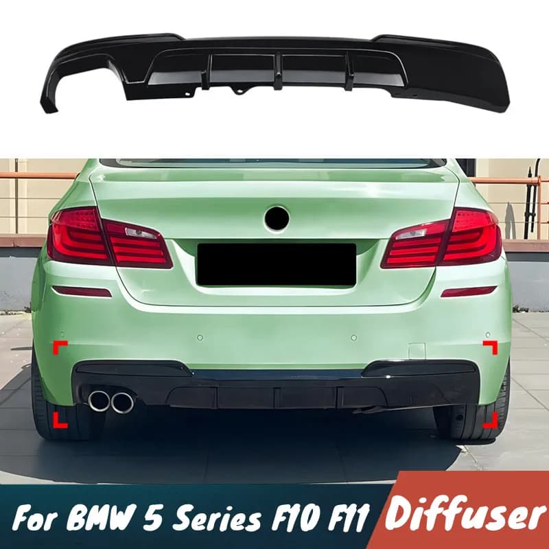Per BMW Serie 5 F10 F11 M Sport 2011-2017 Auto Paraurti Posteriore Nero Diffusore Splitter Spoiler Con Iight LED Kit Corpo Esterno
