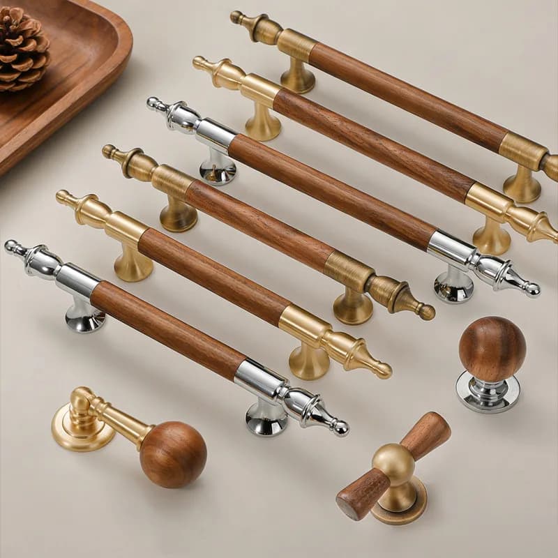 Maniglia Lunga in Ottone Lucido Stile Cinese Antico per Armadio, Cassettiera e Porta, Decorazione per la Casa, Nuova Collezione Noce Francese