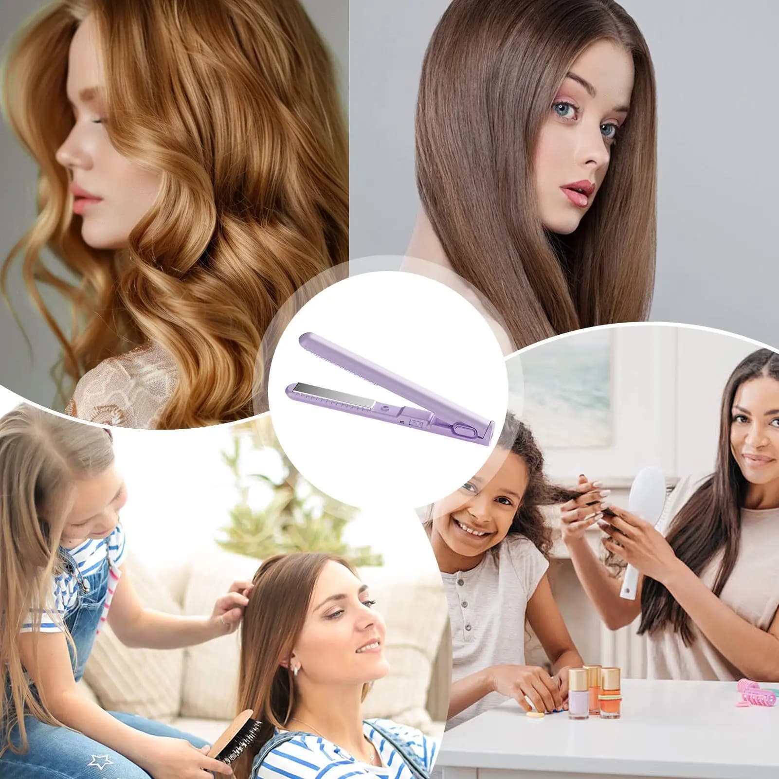 Piccoli ferri da stiro per capelli corti, piastra per capelli portatile senza fili, ferro arricciacapelli con ricarica USB, 2 in 1: arricciacapelli e piastra.