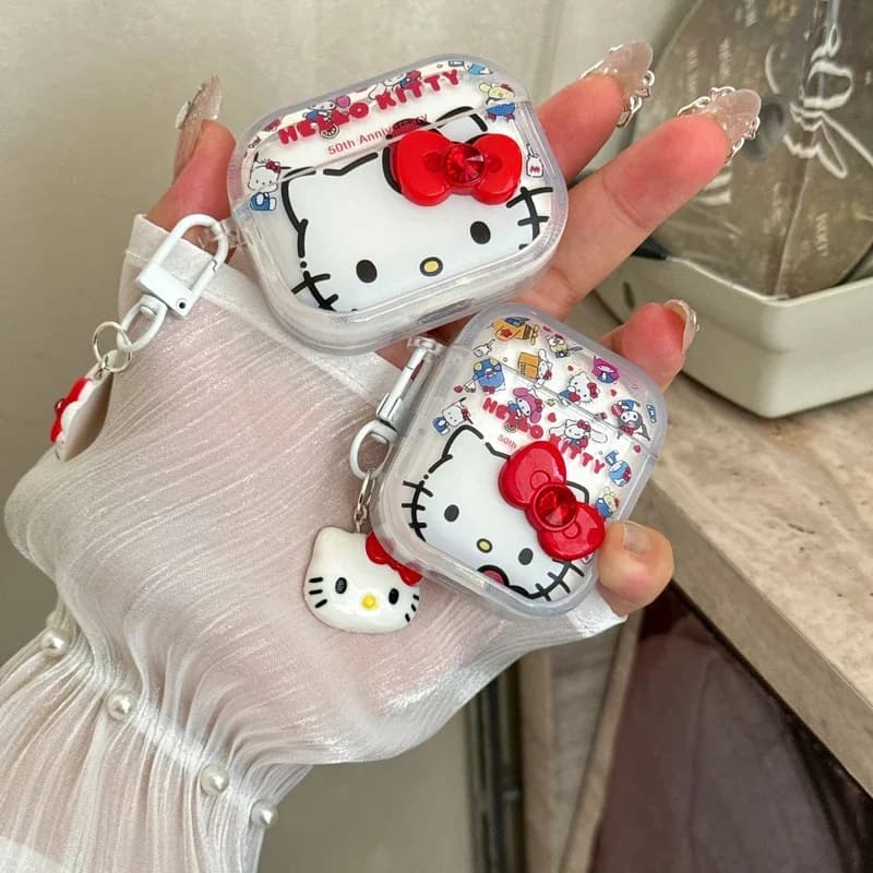Custodia per auricolari con simpatico gattino e portachiavi per Airpods 4 Pro 2, custodia protettiva morbida per auricolari Bluetooth wireless per Airpods Pro3