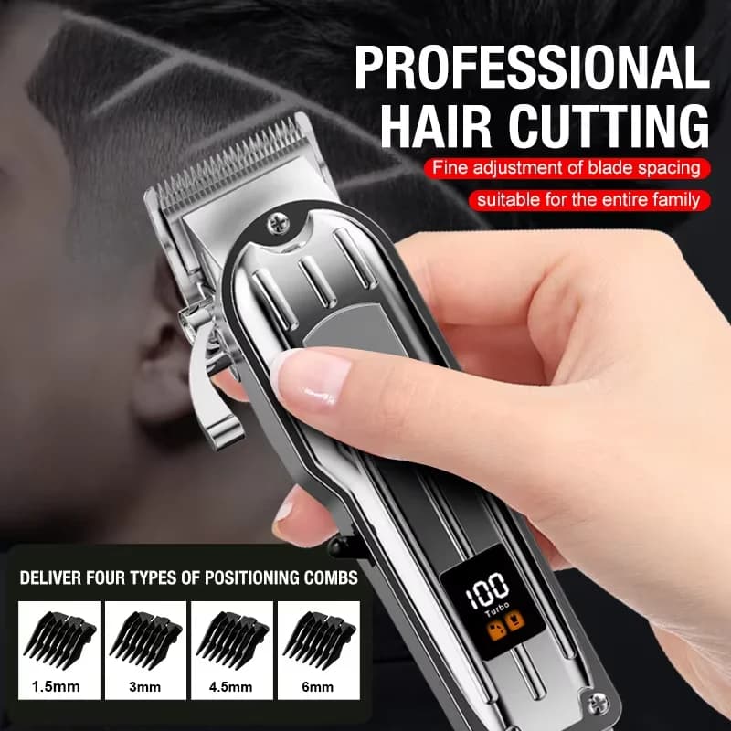 Men's hair cutter with blade entirely made of metal, electric hair cutter, electric hair cutter for domestic use, hair cutter for hairdressers, hair cutter for high power pets