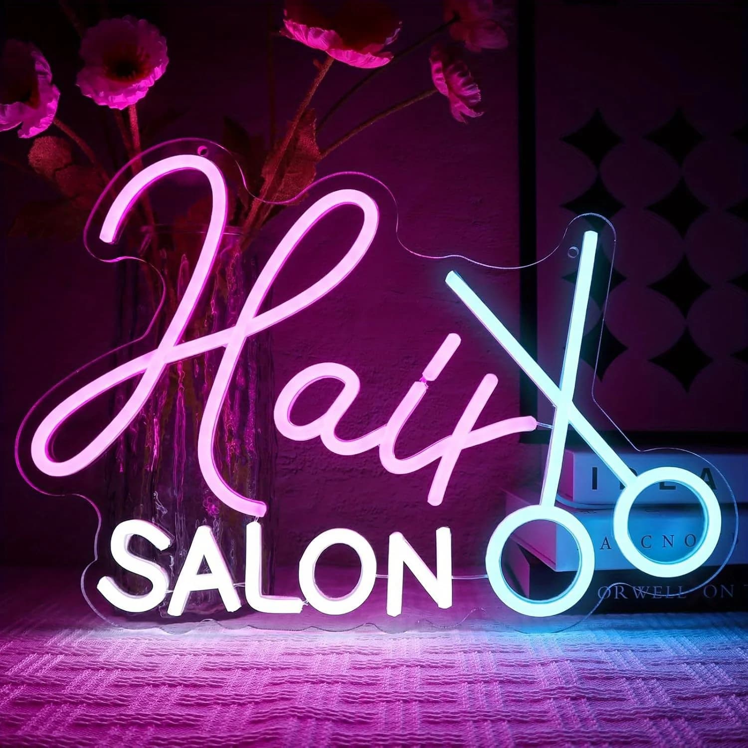 Insegna al neon per parrucchiere Luce al neon a LED dimmerabile per bellezza Barbiere Armadietto Barba Parrucchiere Decorazione da parete Parrucchiere Regalo