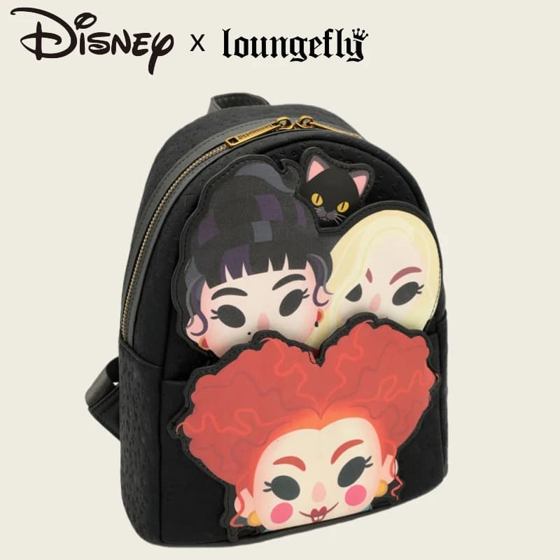 Zaino Disney Hocus Pocus Witch Trio e gatto nero Cartoon Regalo di moda per i fan di Disney e l'uso quotidiano