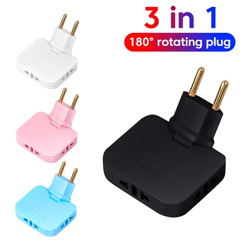 Presa girevole a 180 gradi convertitore 3-in-1 spina europea da viaggio spina di prolunga ue prese adattatore per presa Wireless sottile Multi-Plug