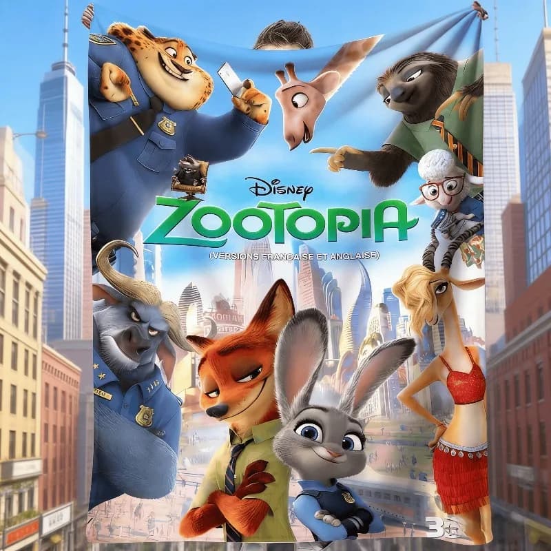 Coperta stampata innovativa Crazy Zootopia Mobilization, comoda e calda coperta in flanella per ufficio, decorazione per la stanza, regalo per adulti