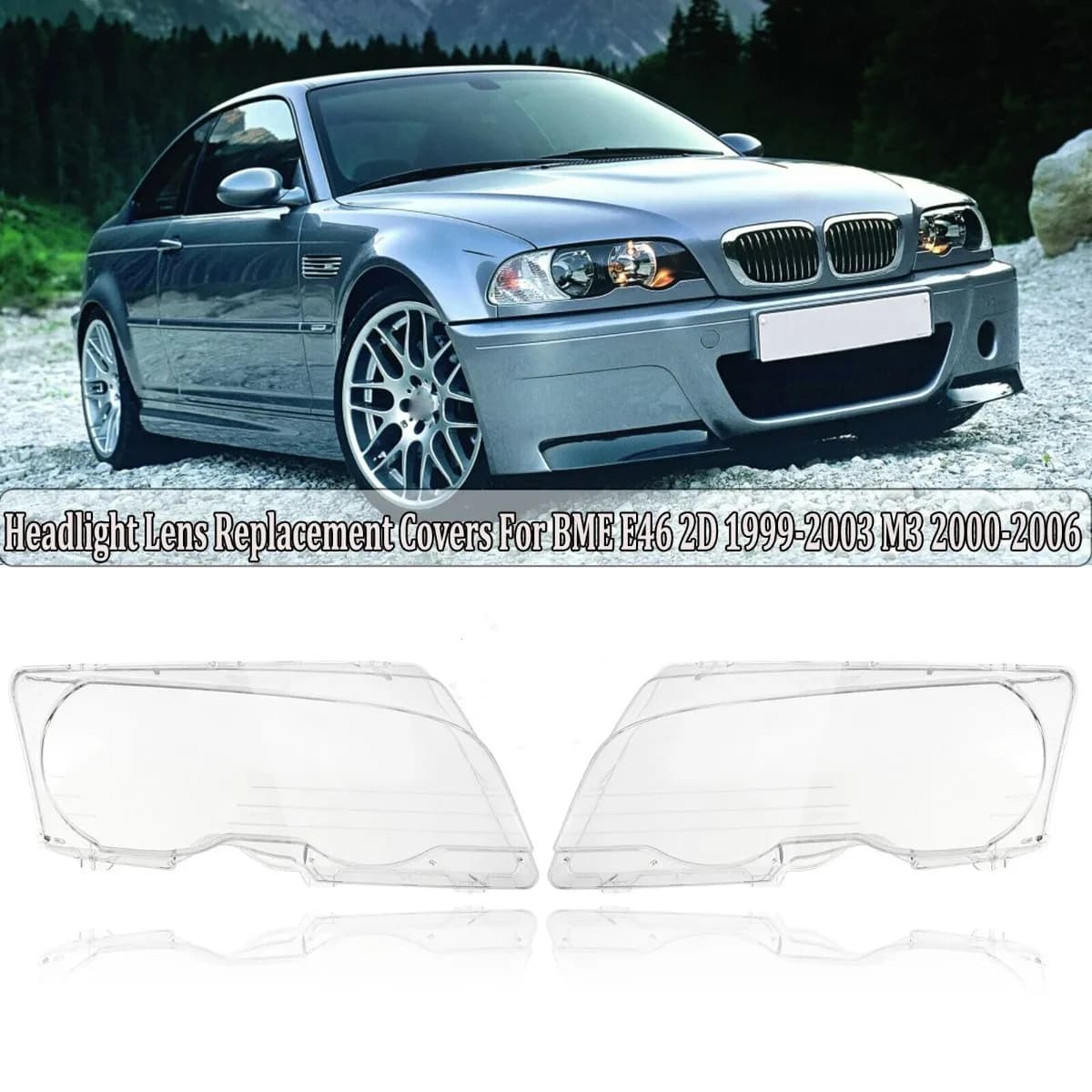 Coppia Auto Faro Anteriore Copriobiettivo Per BMW E46 2 Porte 1999-2003 M3 2 Porte 2001-2006 Paralume Trasparente Copertura Del Faro