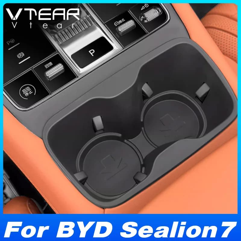For BYD Sealion 7 2024-2026: Silicone Mat for Glass Holders Central console, organizer, tray holders, interior accessories