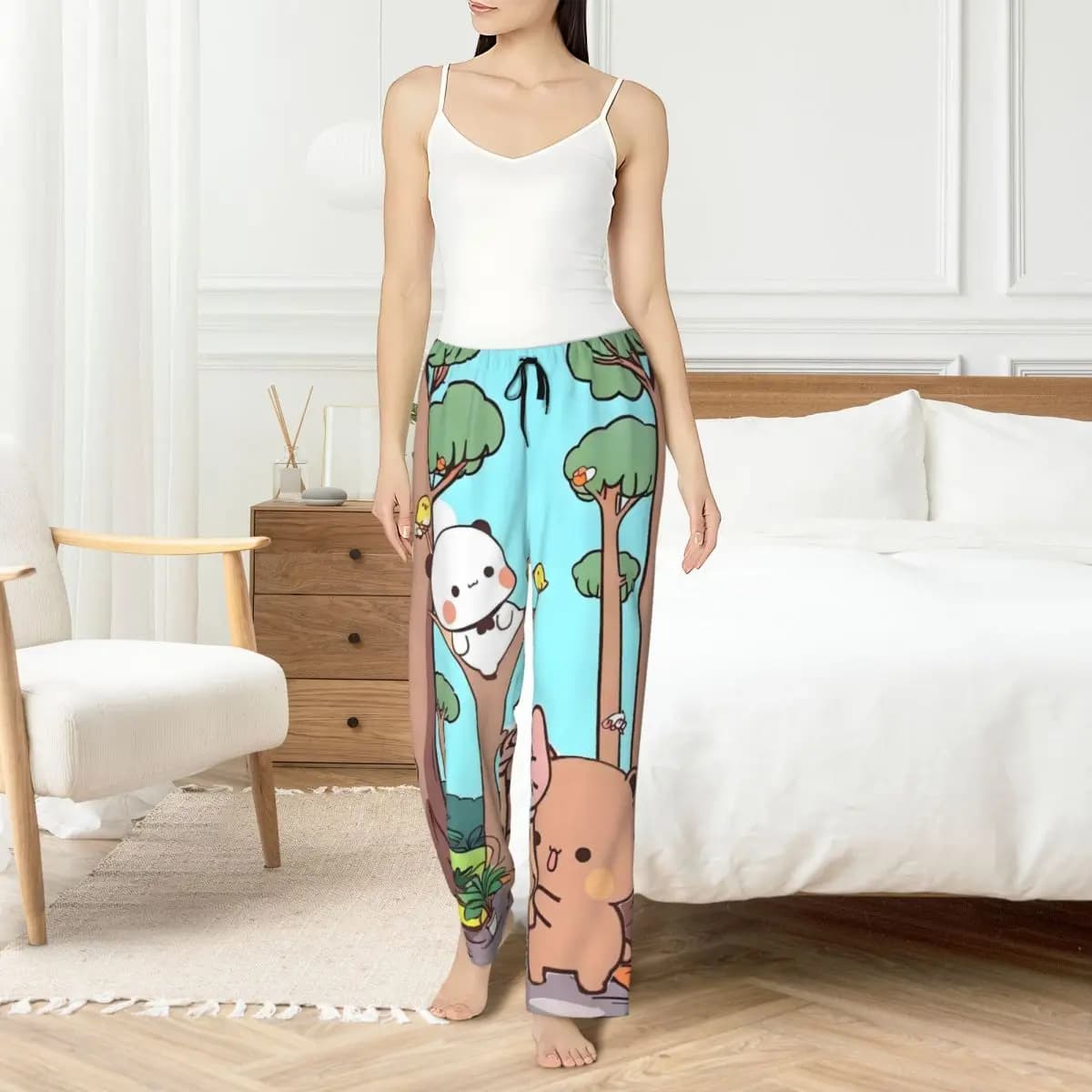 Pantaloni pigiama Bubu Dudu da donna personalizzati stampati adorabili pantaloni da notte per dormire con tasche