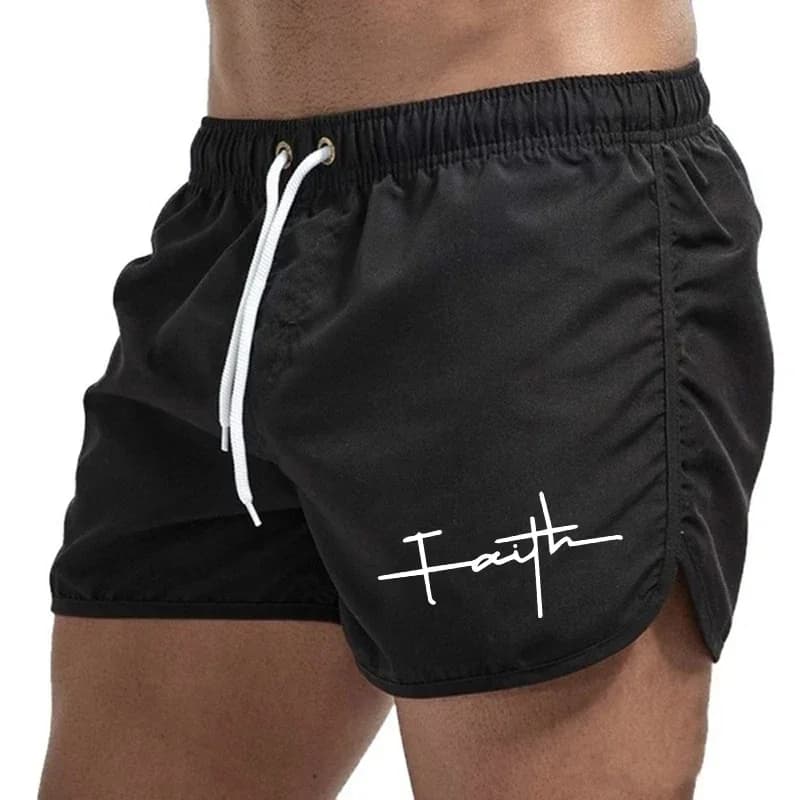 New Men's Shorts Faith Design, Fashion Casual Beach Shorts, Sports Shorts for Surfing, Running and Cycling