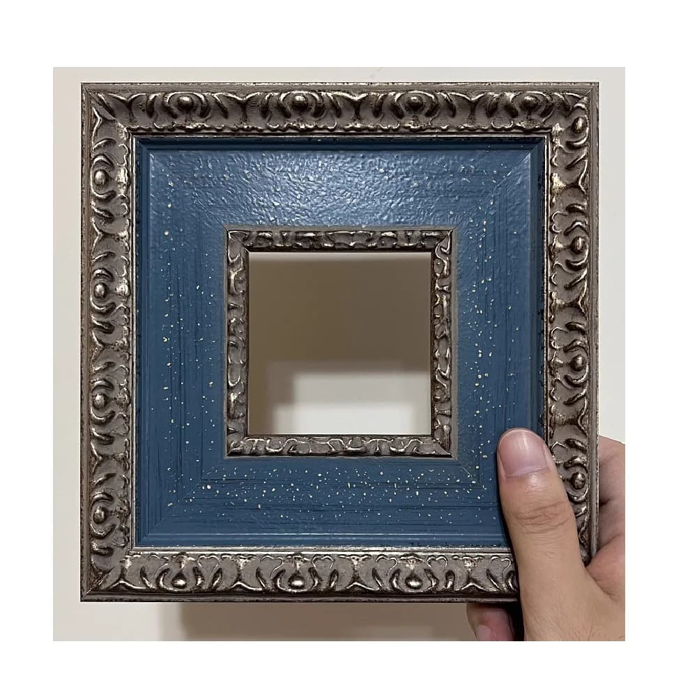 Solid wood frame blue pavone, frame for hanging painting mounted