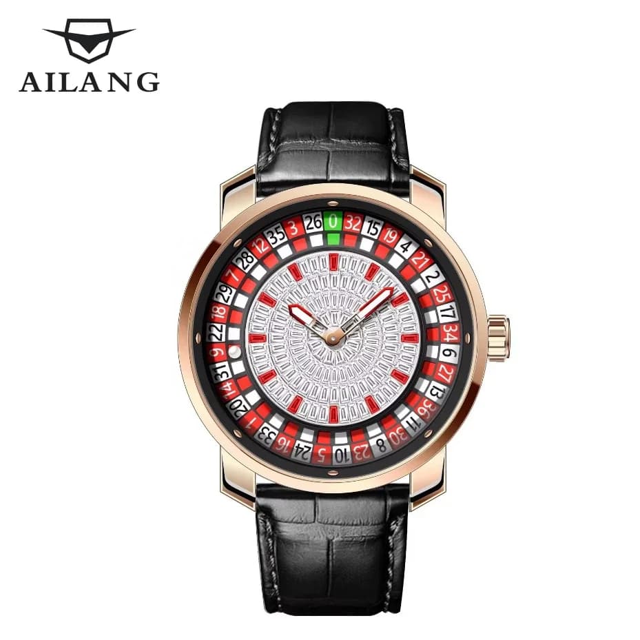 AILANG Orologio Meccanico da Uomo Elegante e Raffinato Rosso con Quadrante a Tema Roulette, Lancette e Vetro Zaffiro