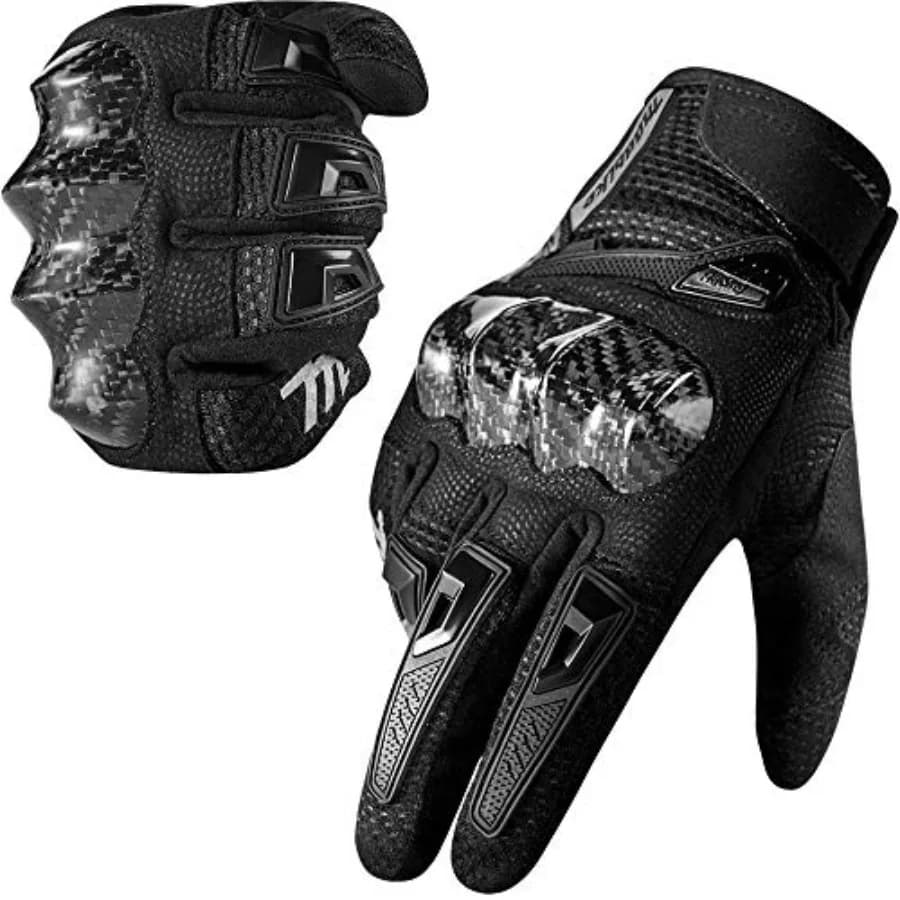 Motorcycle Gloves Touchscreen Motocross Dirt Bike Riding Glove with Carbon Fiber Protective Hard Knuckles for Men Women Model M