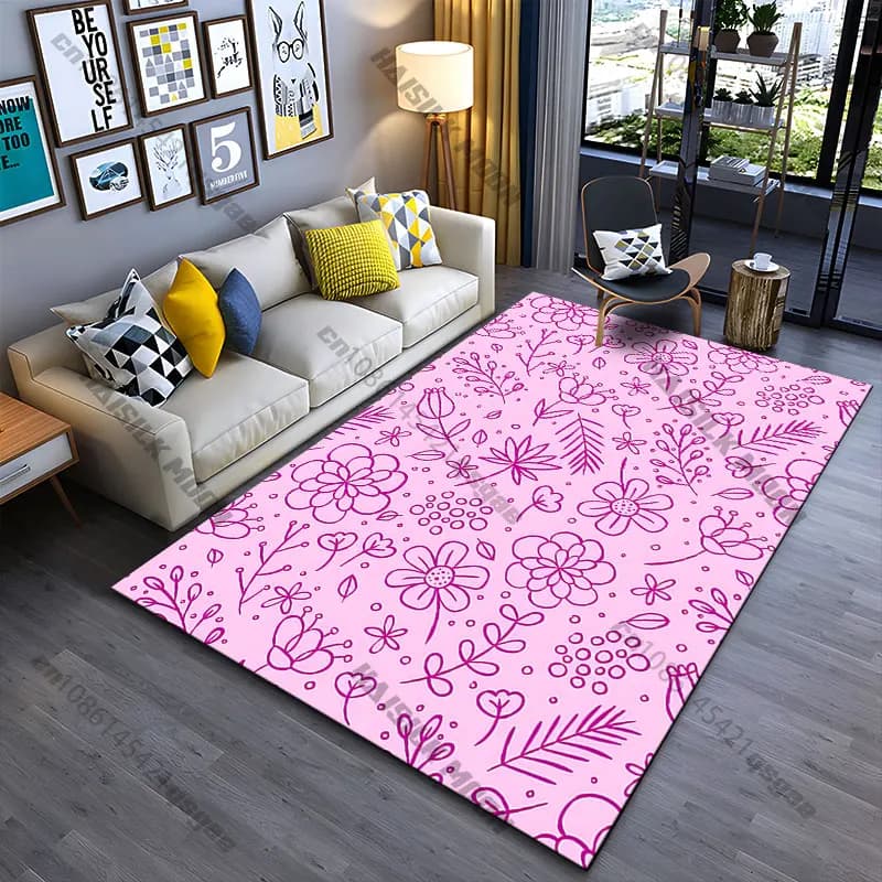 Floral pattern design illustration carpet Yoga living room room decor children's crawling mat doormat area rug games mat