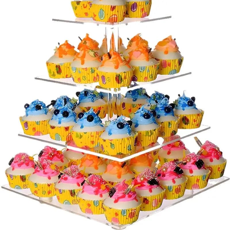 Supporto per torta nuziale in acrilico a 3/4/5 livelli - Espositore per cupcake in cristallo con luce a LED - Piatto da portata perfetto per decorazioni per feste