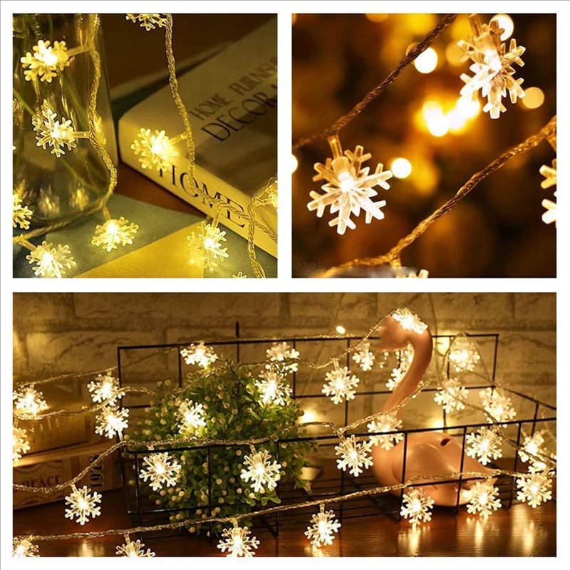 3X 20LED Fiocco di neve Luce della stringa Ghirlanda di Natale Fata LED Luce a sfera Lanterne Natale Decorazioni per feste all'aperto Batteria Power-B61B