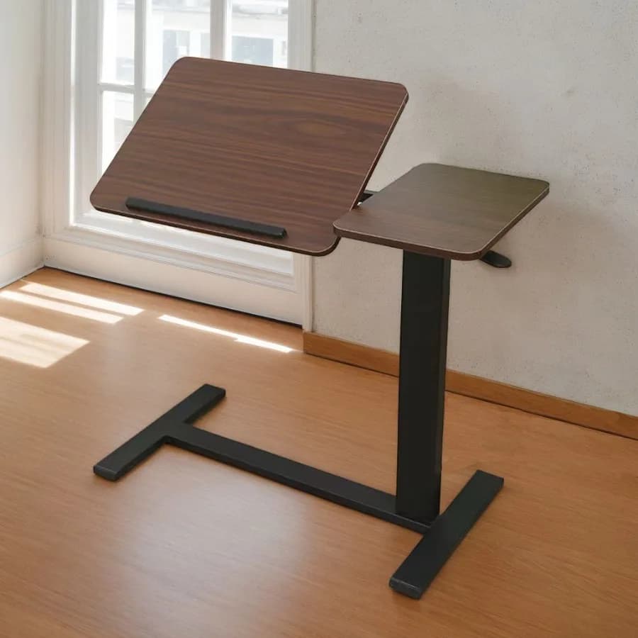 Tavolino da Letto Pieghevole con Ruote, Scrivania Mobile per Laptop, Supporto Inclinabile Regolabile in Altezza