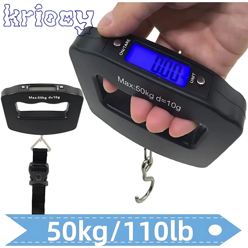 Bilancia per bagagli digitale da 50 kg/10 g, valigia portatile elettronica da viaggio, pesa con retroilluminazione, bilancia elettronica da viaggio