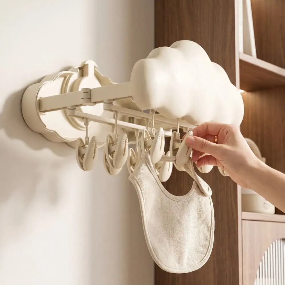 Folding Folding Drying Rack Suction Cup Expandable Baby Clothes Hanger Cloud Shape Multifunctional Hanging Clothes Stand