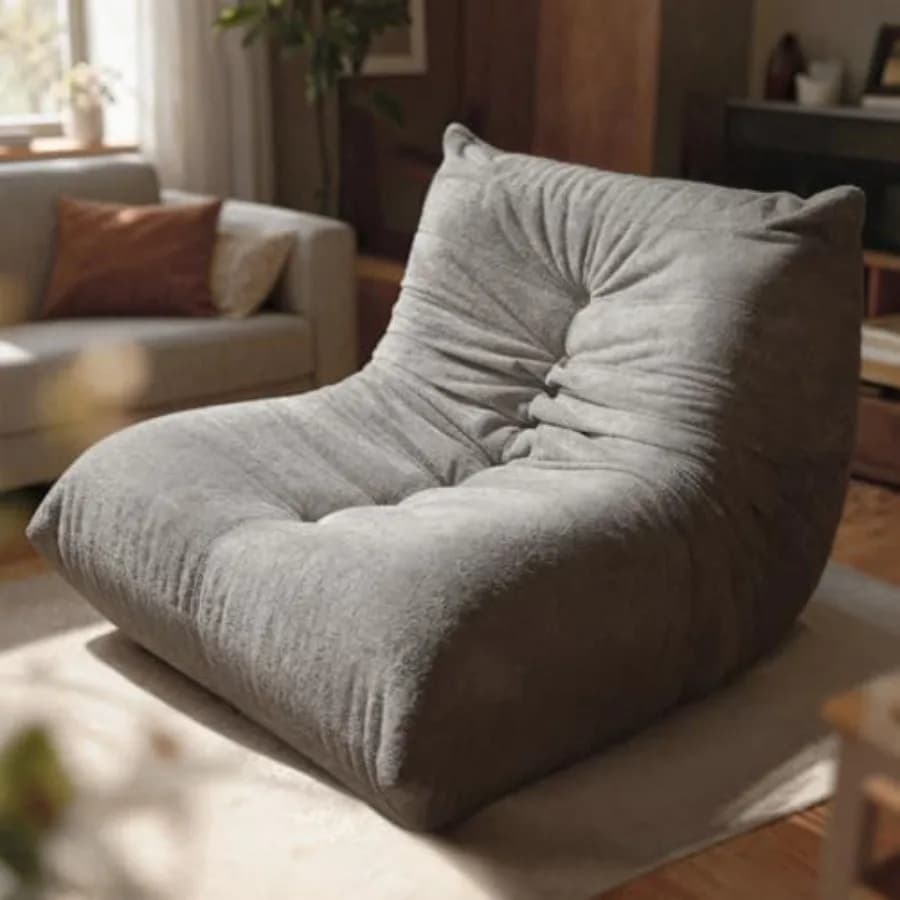 Poltrona Sacco Grande per Adulti, Divano Angolare Ultra Confortevole da Terra, Mobili in Schiuma 40D per Soggiorno, Camera da Letto, Gaming, Grigio Urbano