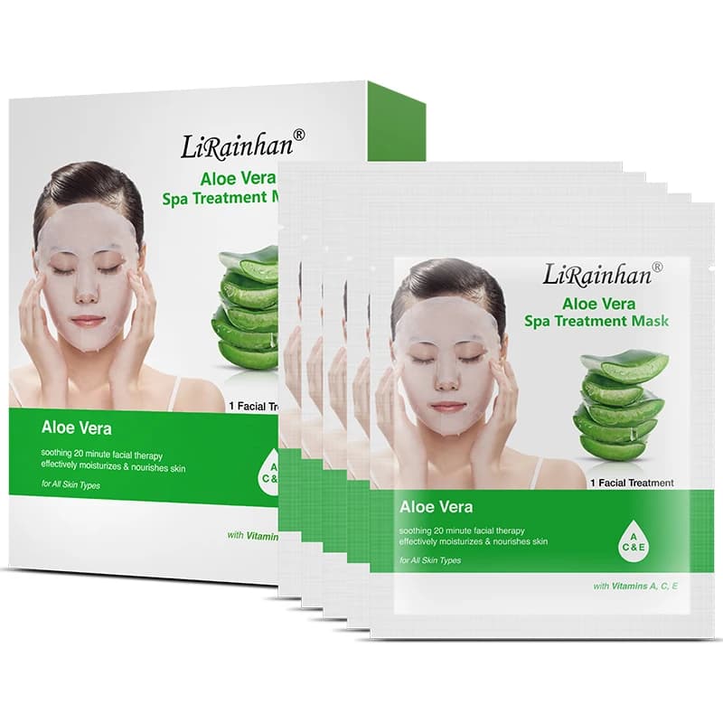 10 pz Aloe Vera Spa Maschera per il viso Levigante Rifornimento Riparazione Equilibrio acqua-olio Vitamina ACE Estratti di erbe naturali