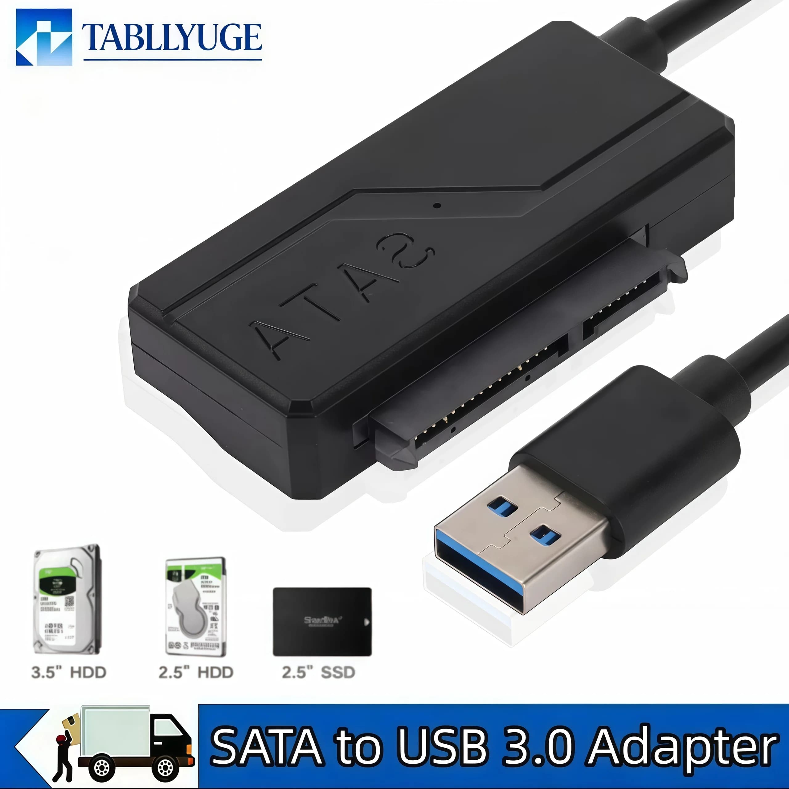 22 Pin USB to SATA3 Converter SATA to USB3.0 Adapter Cable Supports 2.5-Inch SSD Hard Drives and HDD External Hard Drives